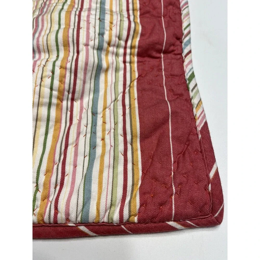 Pottery Barn Orange Red Green Striped Standard Sham